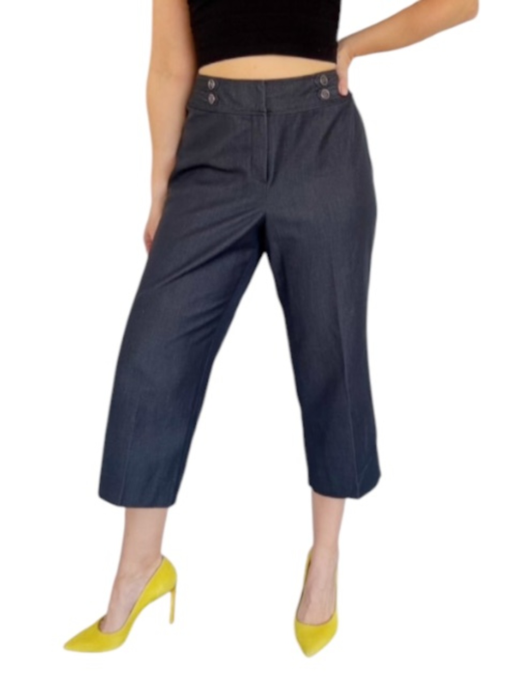 Larry Levine dark charcoal gray spandex stretch capri pants size 10
